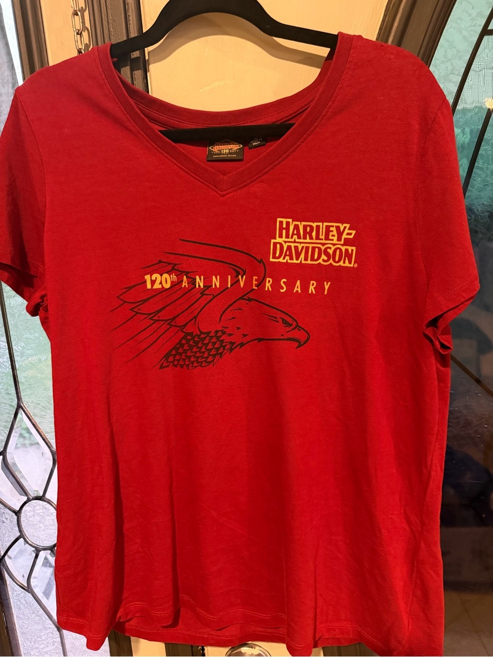 Harley-Davidson Red V-Neck Anniversary Graphic Tee